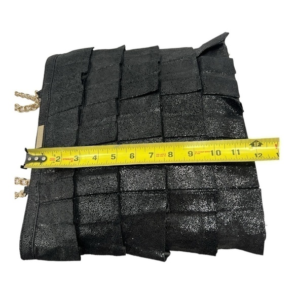 Kate Spade New York Metallic Priti Plisse Shoulder Bag MSRP $445 Black/Gold - Picture 9 of 16